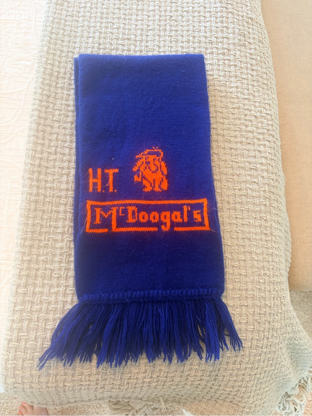 Vintage H.T. McDoogal's Blue & Orange Knit Scarf